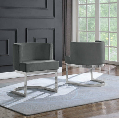 Velvet Side Chair with Silver, Chrome Base – Single