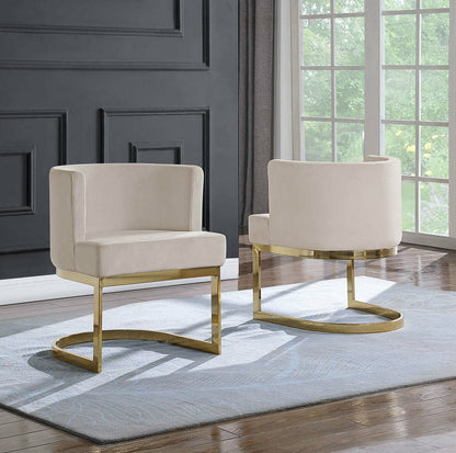 Velvet Side Chair with Gold, Chrome Base – Single