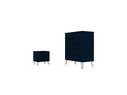 Manhattan Comfort 2-Piece Rockefeller Tall Dresser and Nightstand