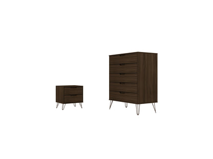Manhattan Comfort 2-Piece Rockefeller Tall Dresser and Nightstand