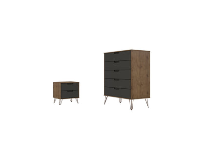 Manhattan Comfort 2-Piece Rockefeller Tall Dresser and Nightstand