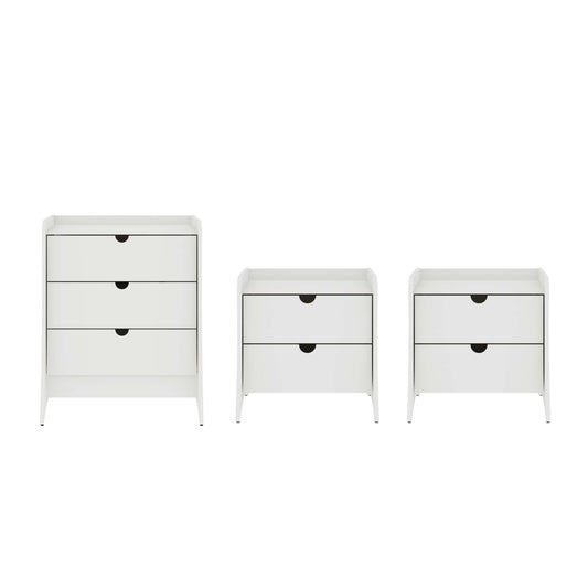 Manhattan Comfort 3-Piece Coney Dresser and 2 Nightstands
