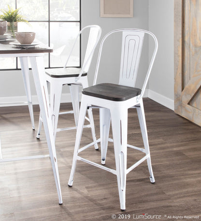 Majestic Office Furniture High Back 24" Fixed-Height Counter Stool - Set of 2