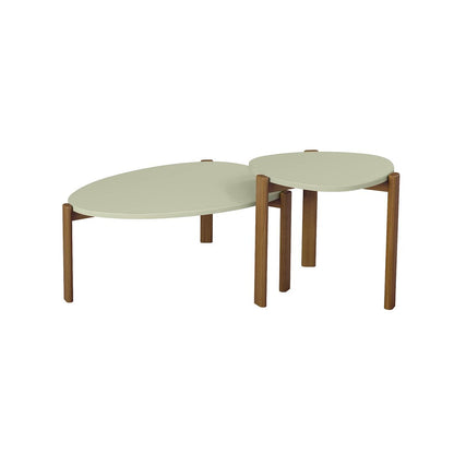 Manhattan Comfort Mid-Century Modern Gales End Table and Coffee Table with Solid Wood Legs