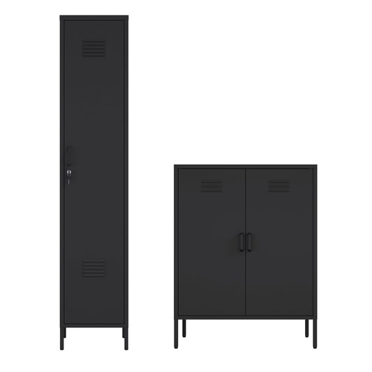 Manhattan Comfort 2-Piece Naomi Accent Cabinet and Storage Cabinet
