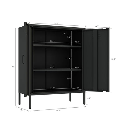 Manhattan Comfort 2-Piece Naomi Accent Cabinet and Storage Cabinet