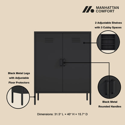 Manhattan Comfort 2-Piece Naomi Accent Cabinet and Storage Cabinet