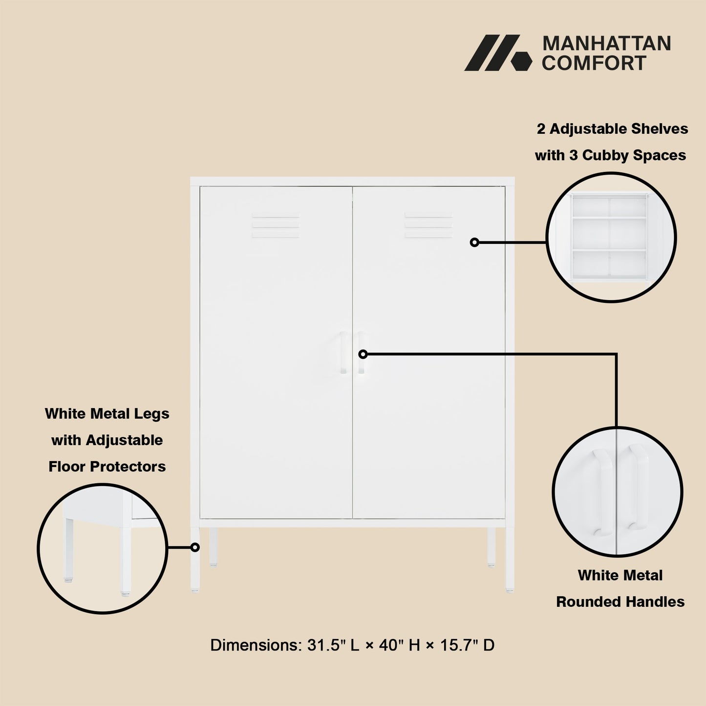 Manhattan Comfort 2-Piece Naomi Accent Cabinet and Storage Cabinet