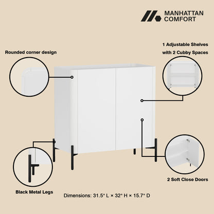 Manhattan Comfort 2-Piece Abbey Accent Cabinet and Sideboard