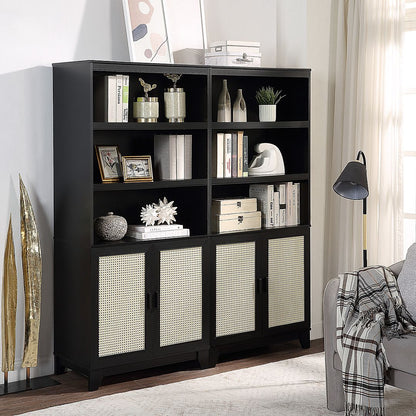 Manhattan Comfort Sheridan Modern Cane Bookcase with Adjustable Shelves