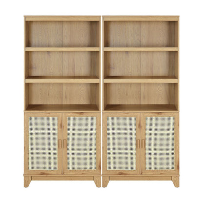 Manhattan Comfort Sheridan Modern Cane Bookcase with Adjustable Shelves