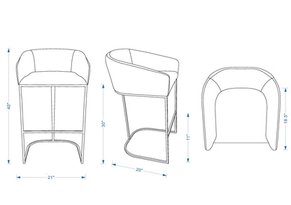 Manhattan Comfort Louvre Barstool - Set of 2