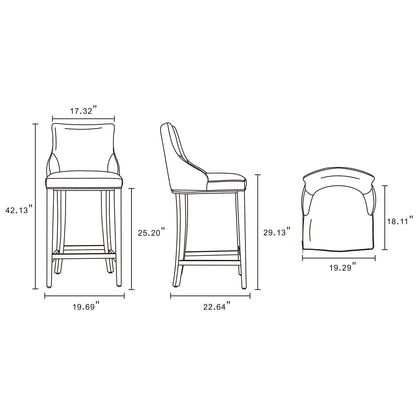 Manhattan Comfort Shubert Barstool - Set of 2