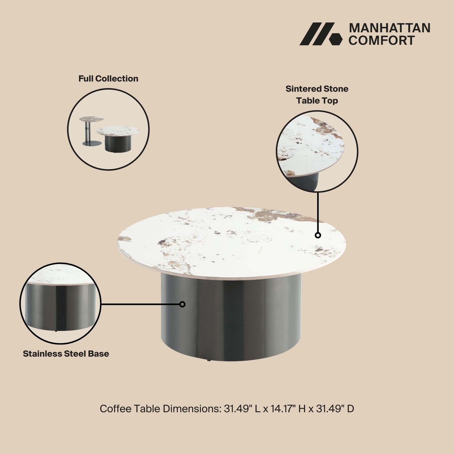 Manhattan Comfort 2-Piece Alondra Coffee and End Table