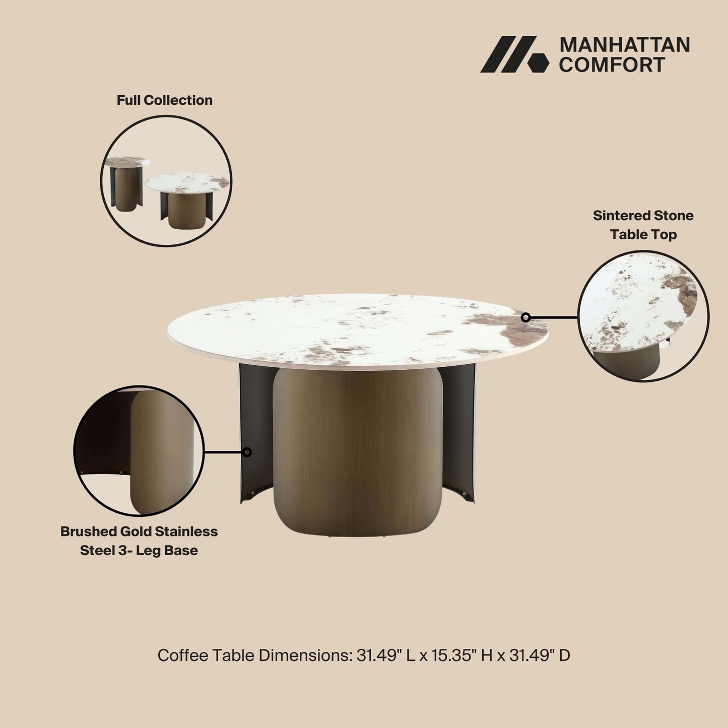 Manhattan Comfort 2-Piece Monica Coffee and End Table