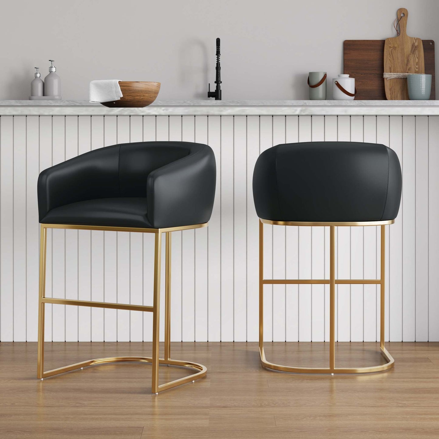 Manhattan Comfort Louvre Counter Stool  - Set of 2