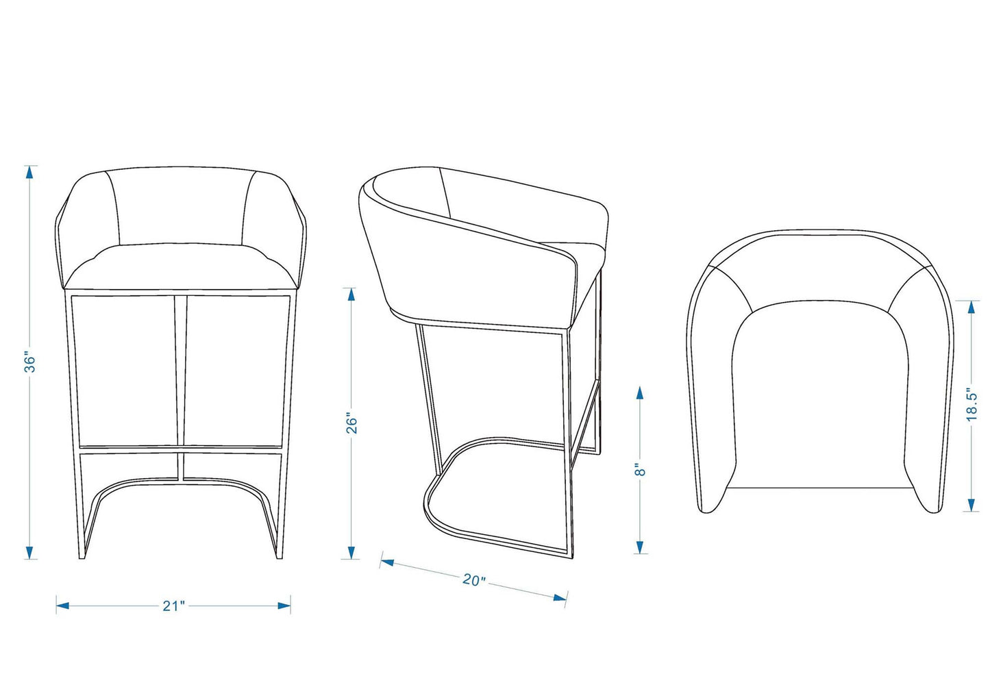 Manhattan Comfort Louvre Counter Stool  - Set of 2