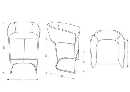 Manhattan Comfort Louvre Counter Stool  - Set of 2