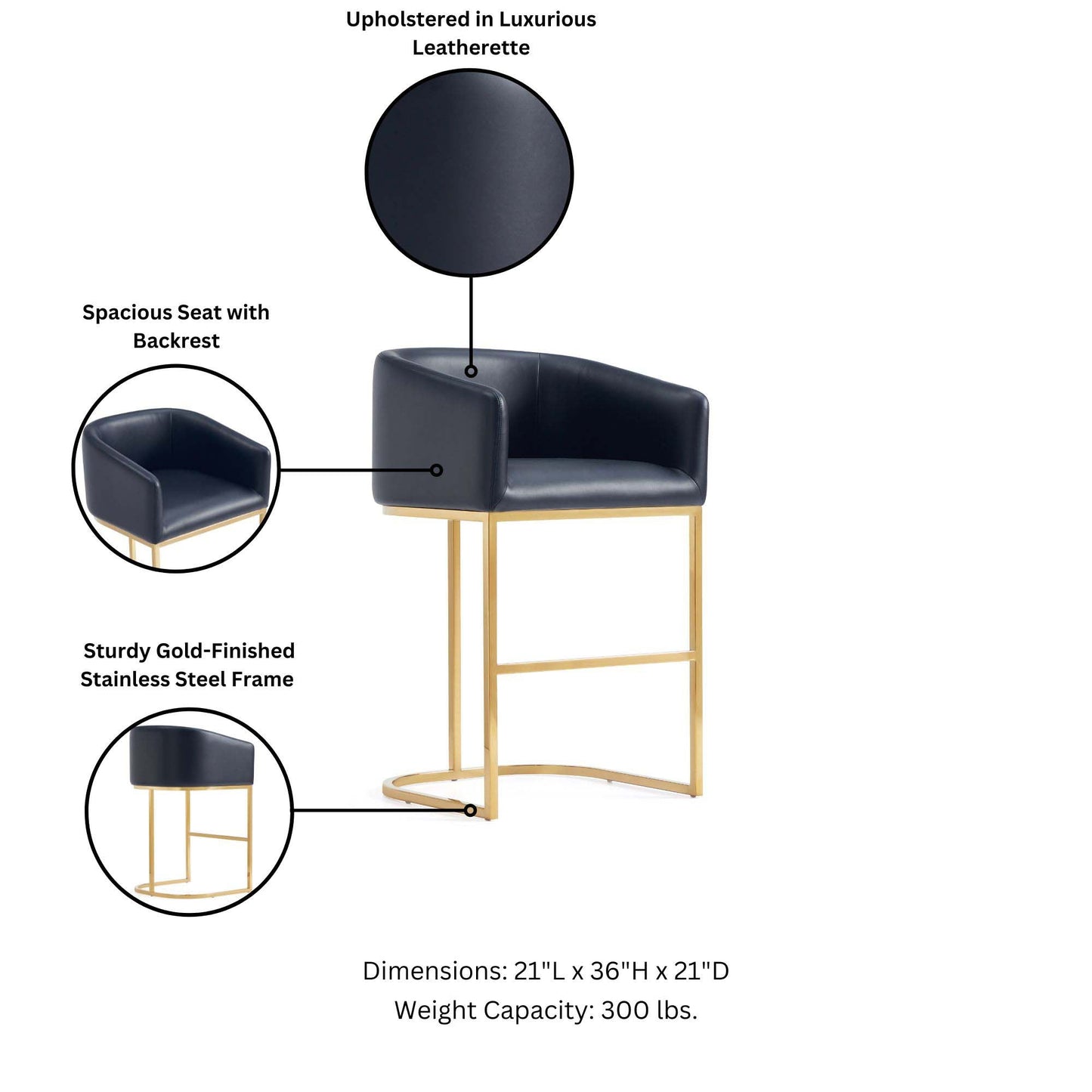 Manhattan Comfort Louvre Counter Stool  - Set of 2