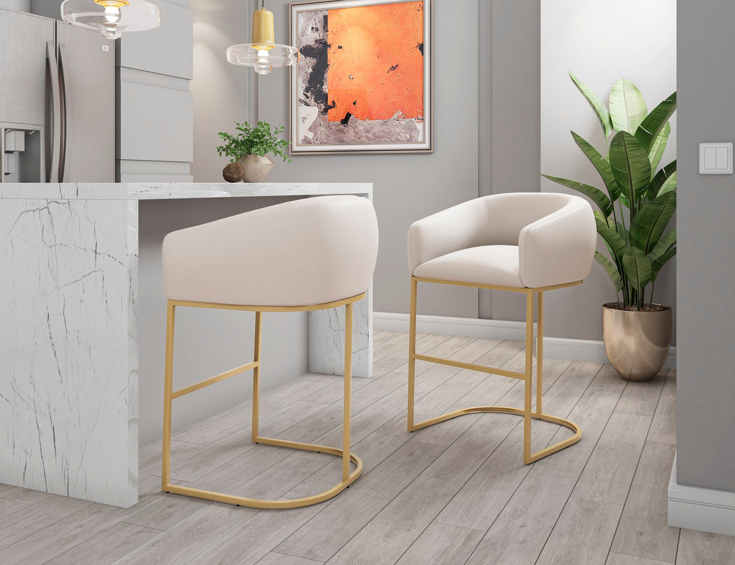 Manhattan Comfort Louvre Counter Stool  - Set of 2