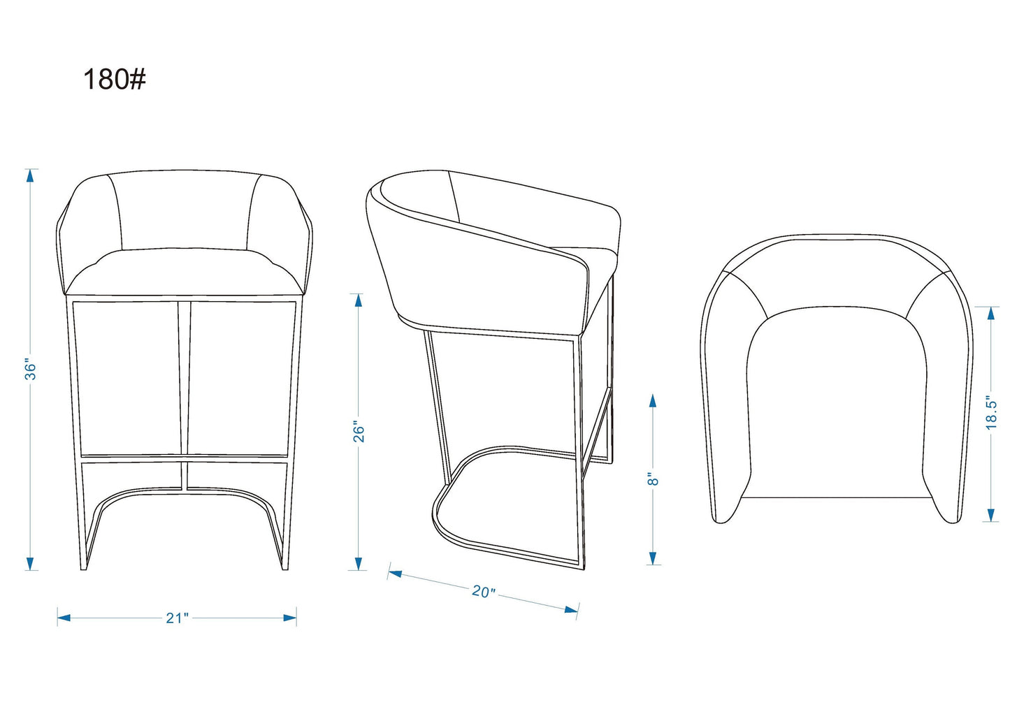 Manhattan Comfort Louvre Counter Stool  - Set of 2