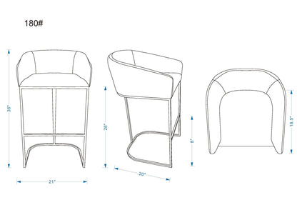Manhattan Comfort Louvre Counter Stool  - Set of 2