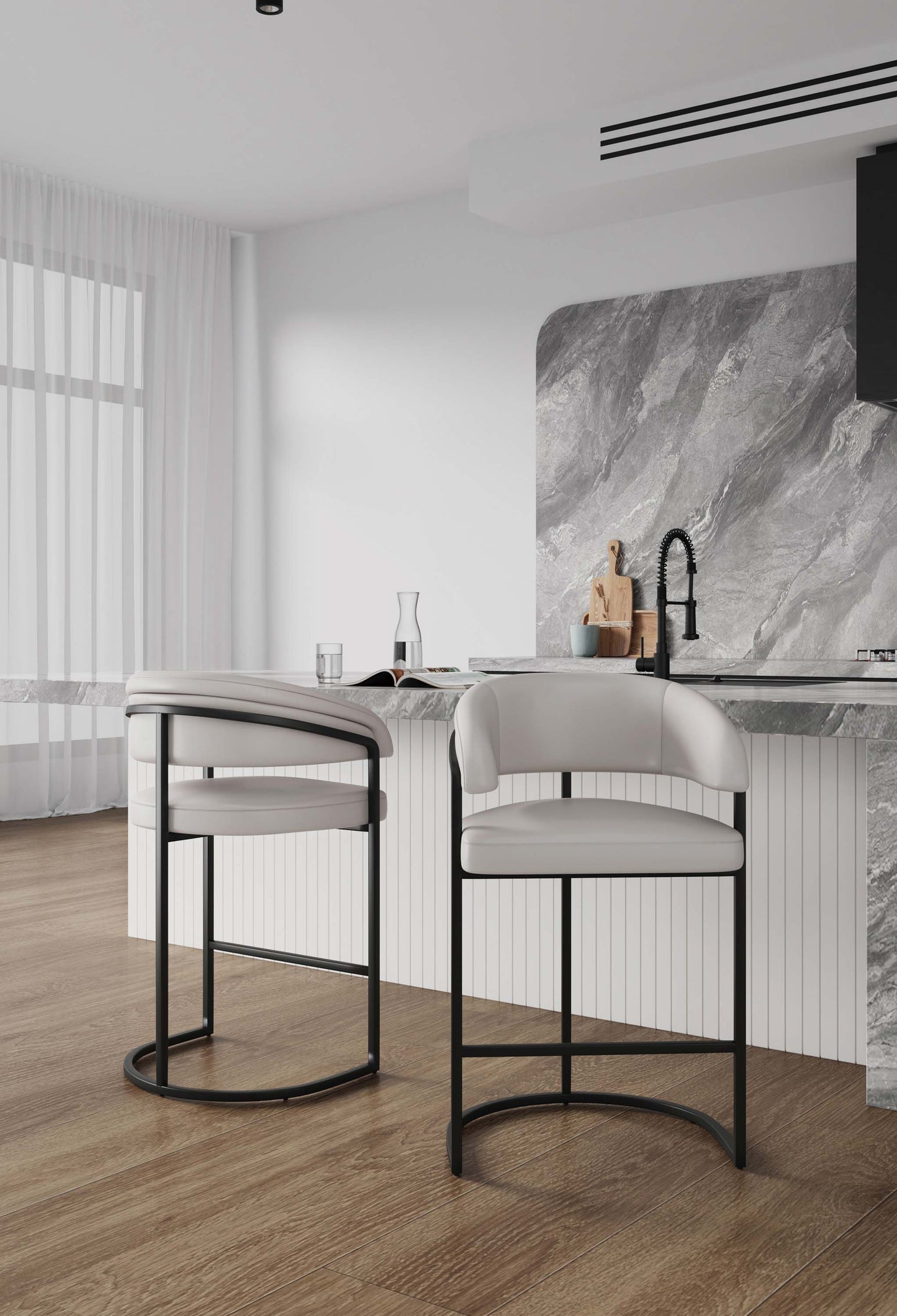 Manhattan Comfort Augusta Counter Stool  - Set of 2