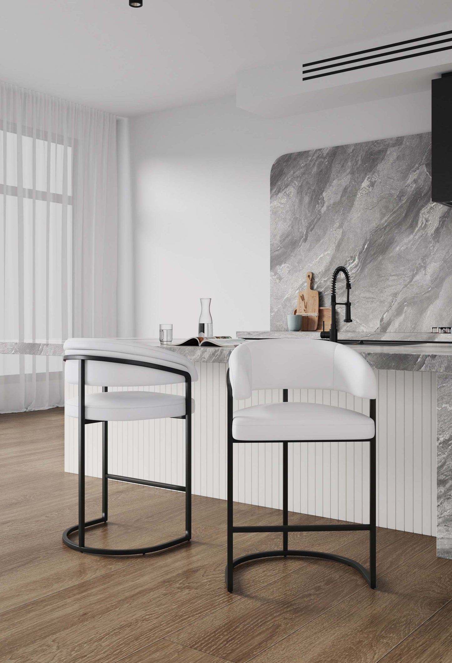 Manhattan Comfort Augusta Counter Stool  - Set of 2