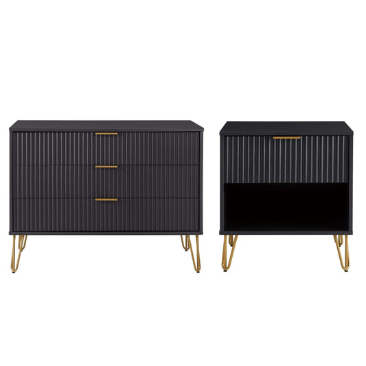 Manhattan Comfort 2-Piece DUMBO Nightstand and Dresser
