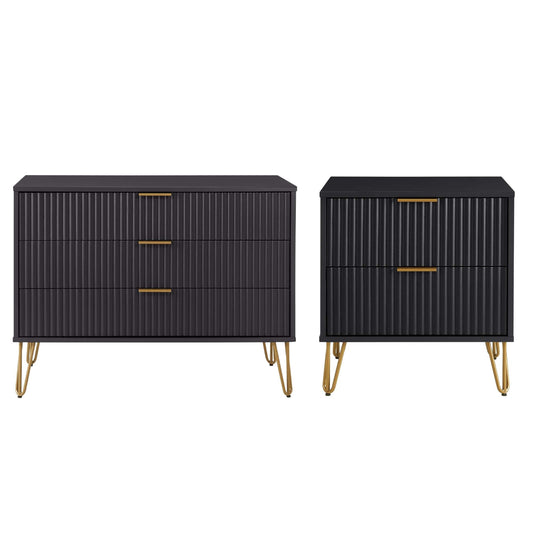 Manhattan Comfort 2-Piece DUMBO Nightstand and Dresser