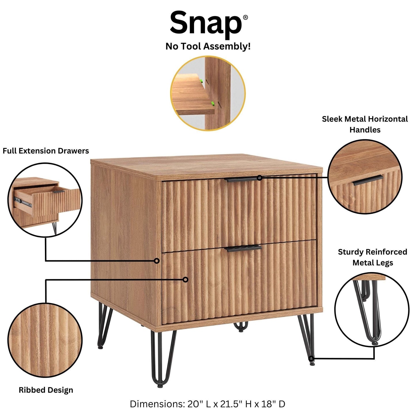 Manhattan Comfort 2-Piece DUMBO Nightstand and Dresser