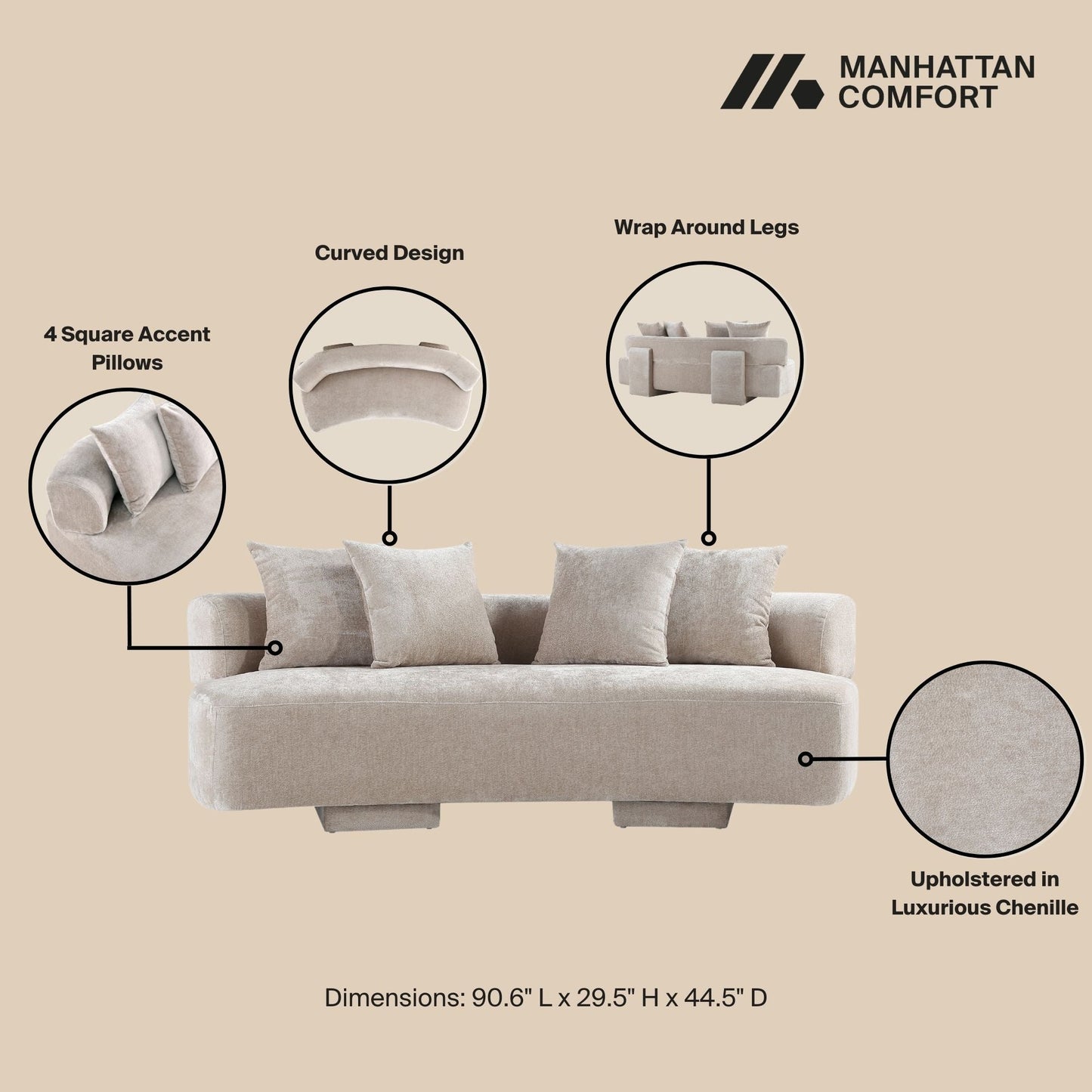 Manhattan Comfort 2-Piece Verandah Sofa and Accent Chair