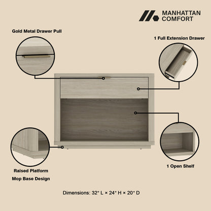 Manhattan Comfort Evelyn 32" Nightstand 2.0 - Set of 2