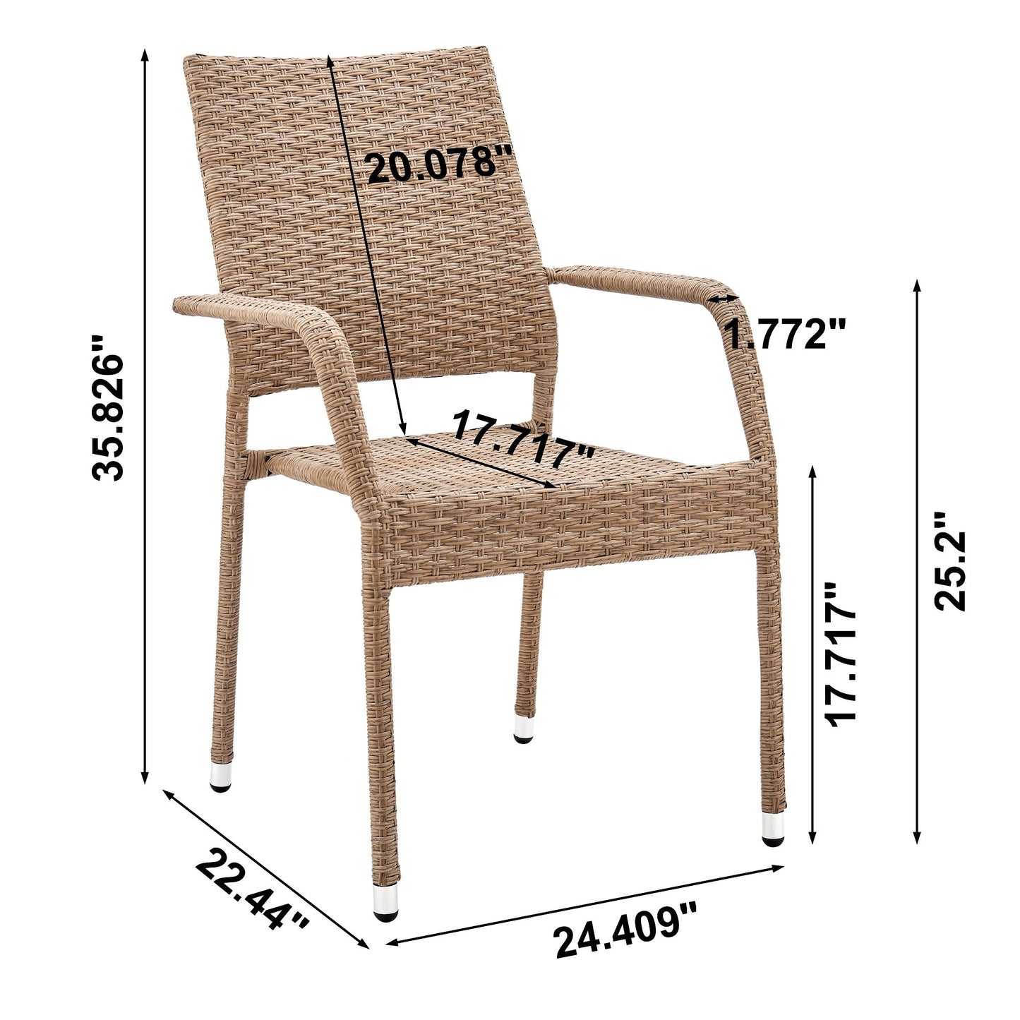 Manhattan Comfort Genoa Patio Dining Armchair - Set of 2