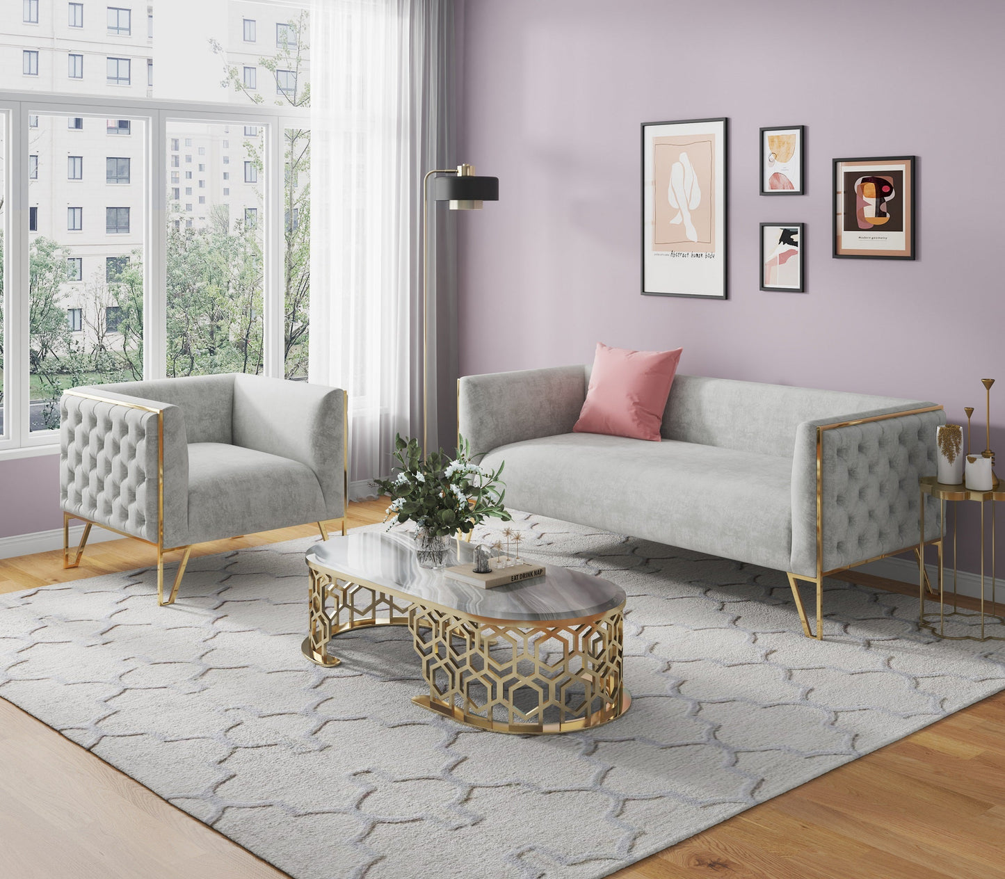 Manhattan Comfort 2-Piece Vector Sofa and Arm Chair Set