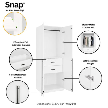 Manhattan Comfort Lee Wardrobe Closet 2.0 - Set of 2