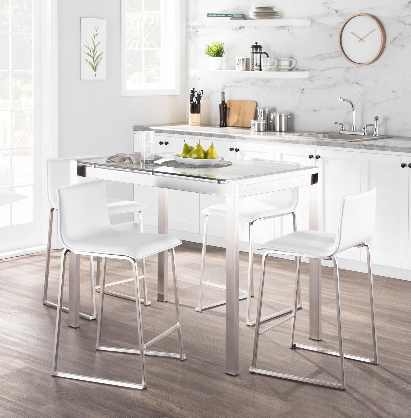 Lumisource Fuji-mara Upholstered Counter Height Dining Set - 5 Piece