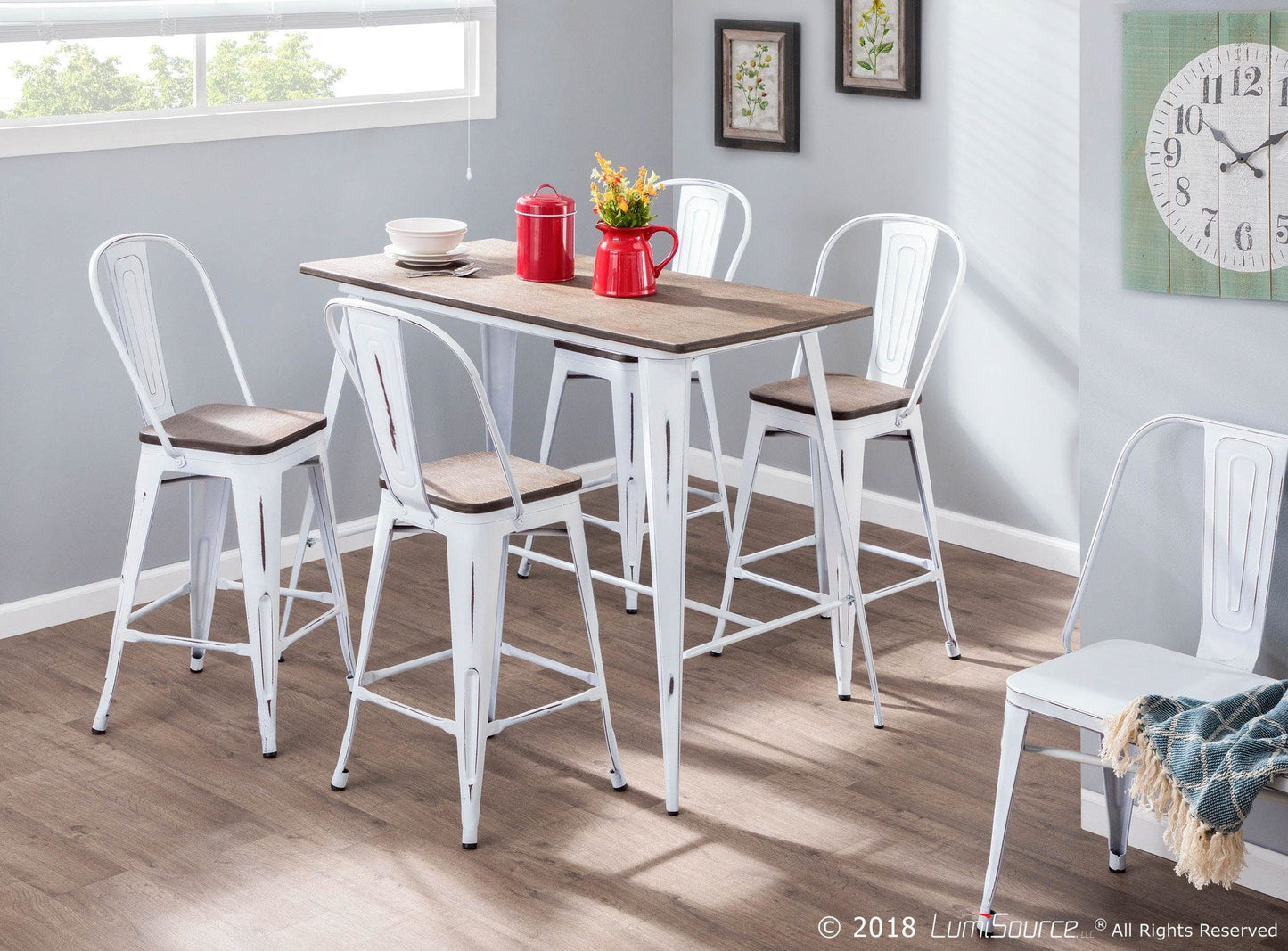 Majestic Office Furniture High Back 24" Fixed-Height Counter Stool - Set of 2