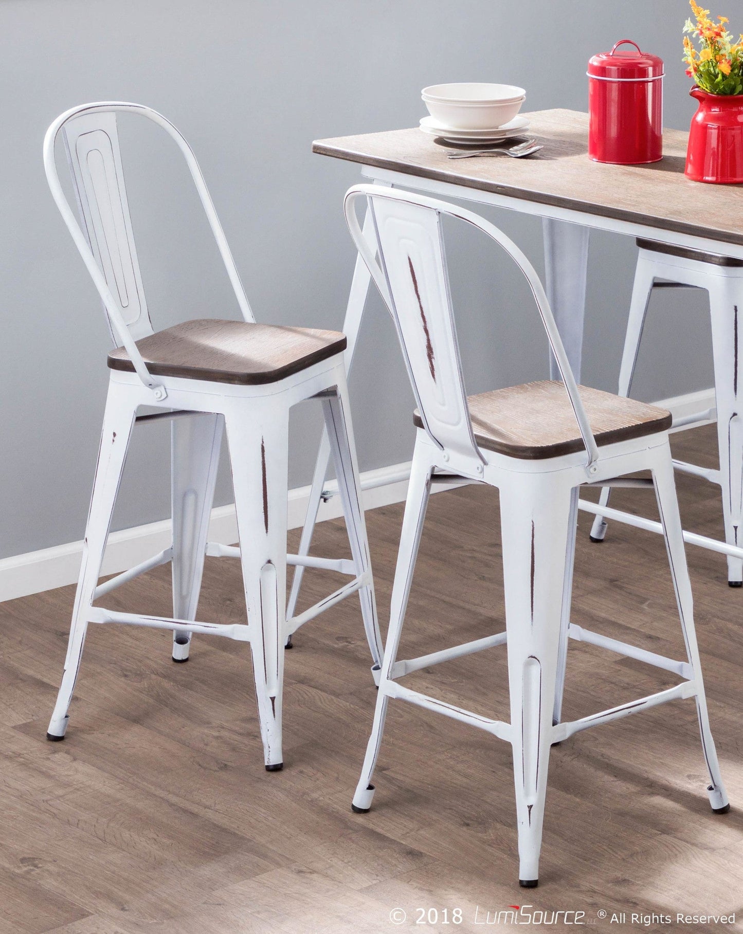 Majestic Office Furniture High Back 24" Fixed-Height Counter Stool - Set of 2