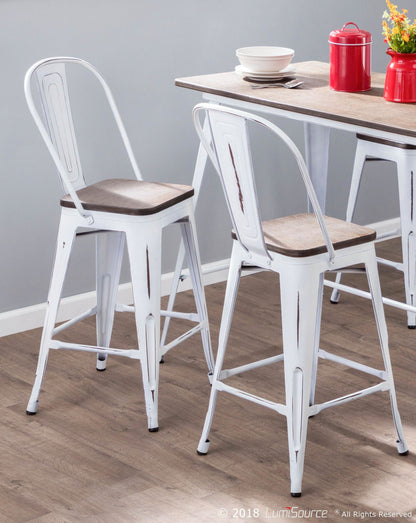 Majestic Office Furniture High Back 24" Fixed-Height Counter Stool - Set of 2