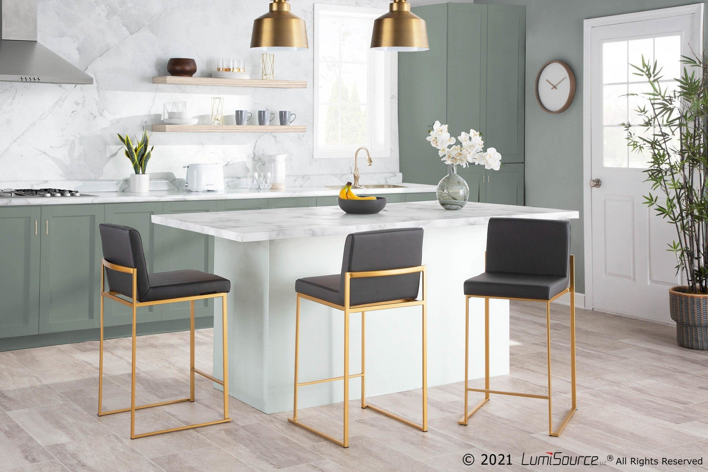 Majestic Office Furniture High Back 26" Fixed-Height Counter Stool - Set of 2