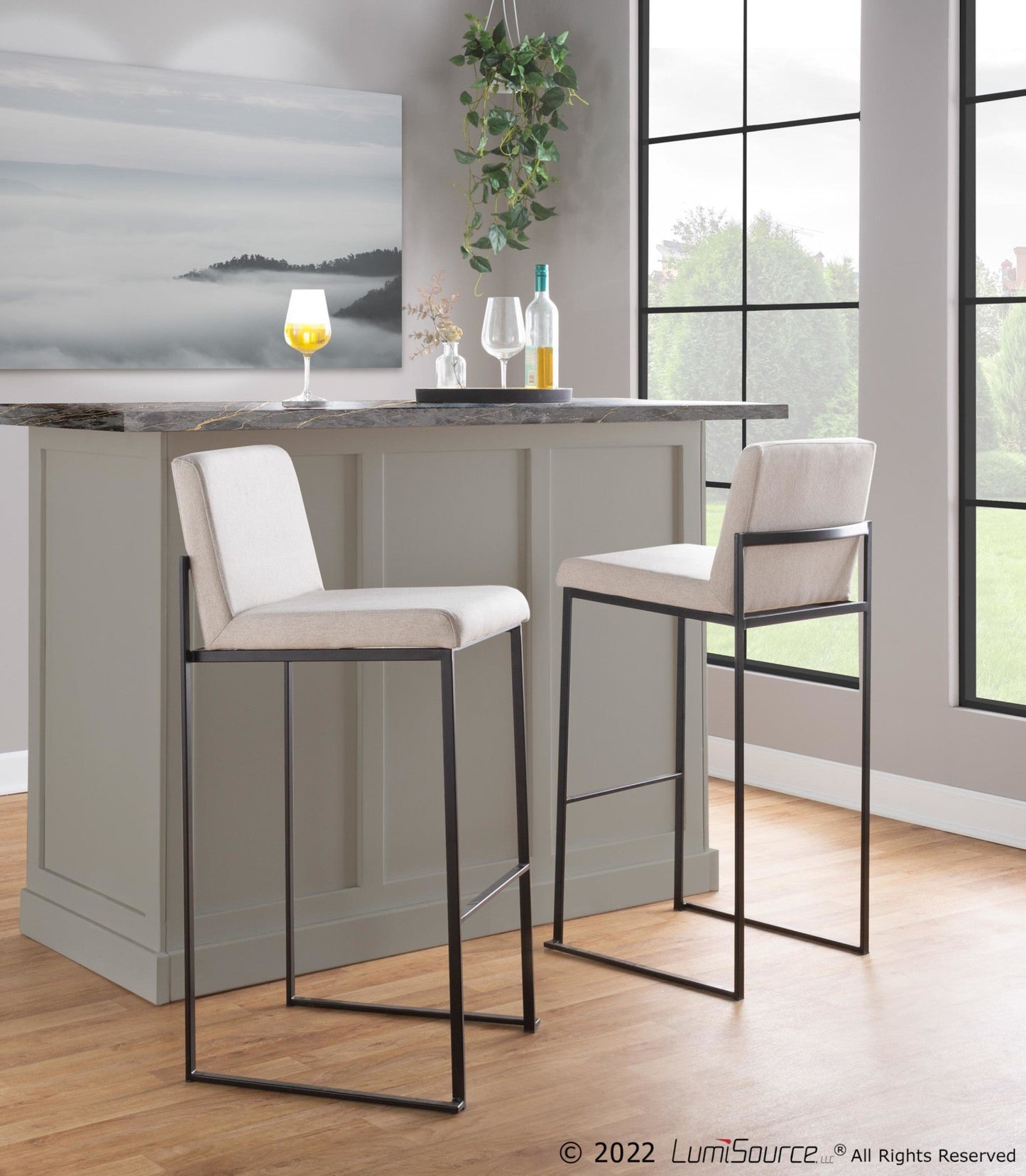 Majestic Office Furniture High Back 30" Fixed-Height Barstool - Set Of 3