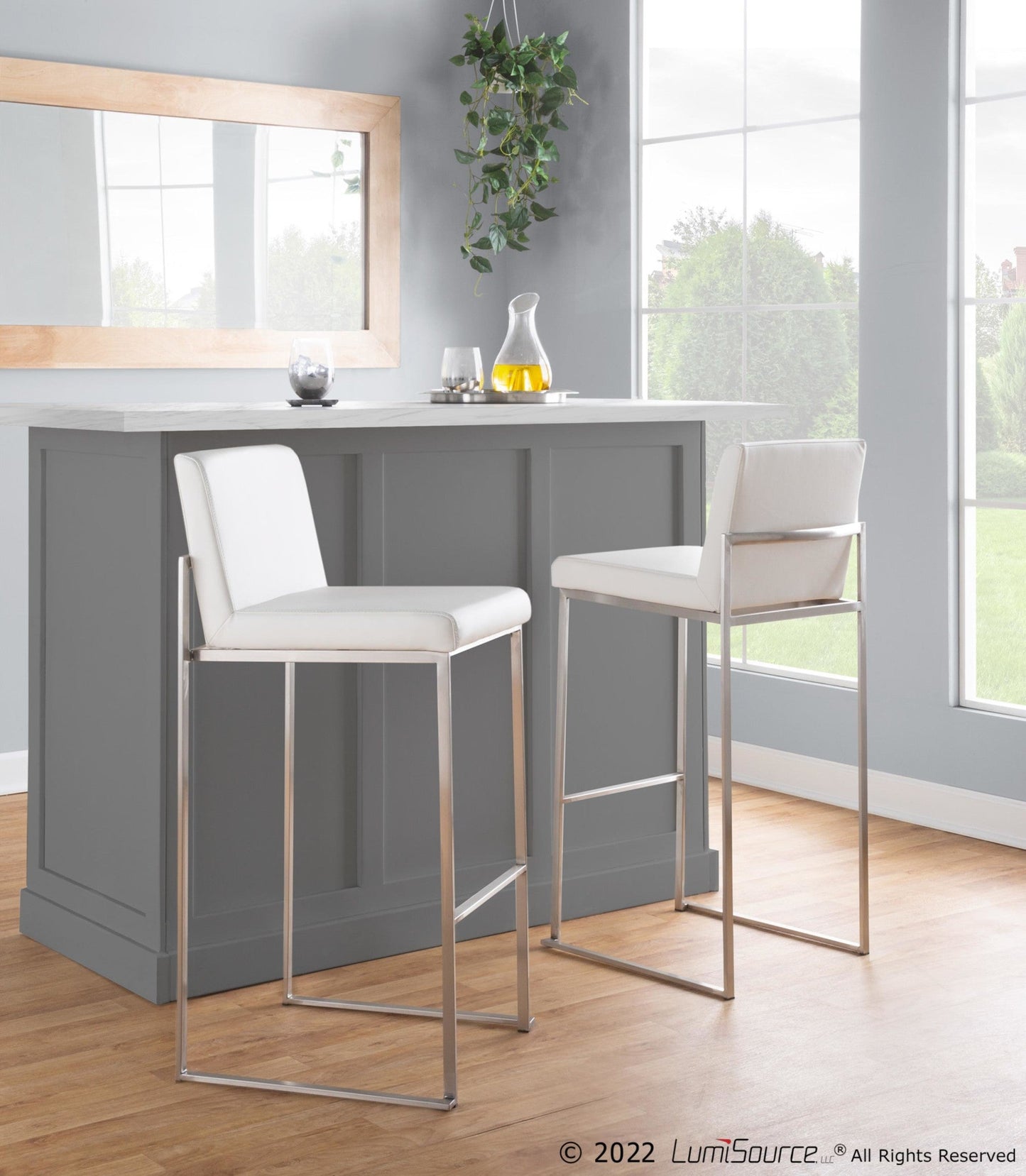 Majestic Office Furniture High Back 30" Fixed-Height Barstool - Set of 2