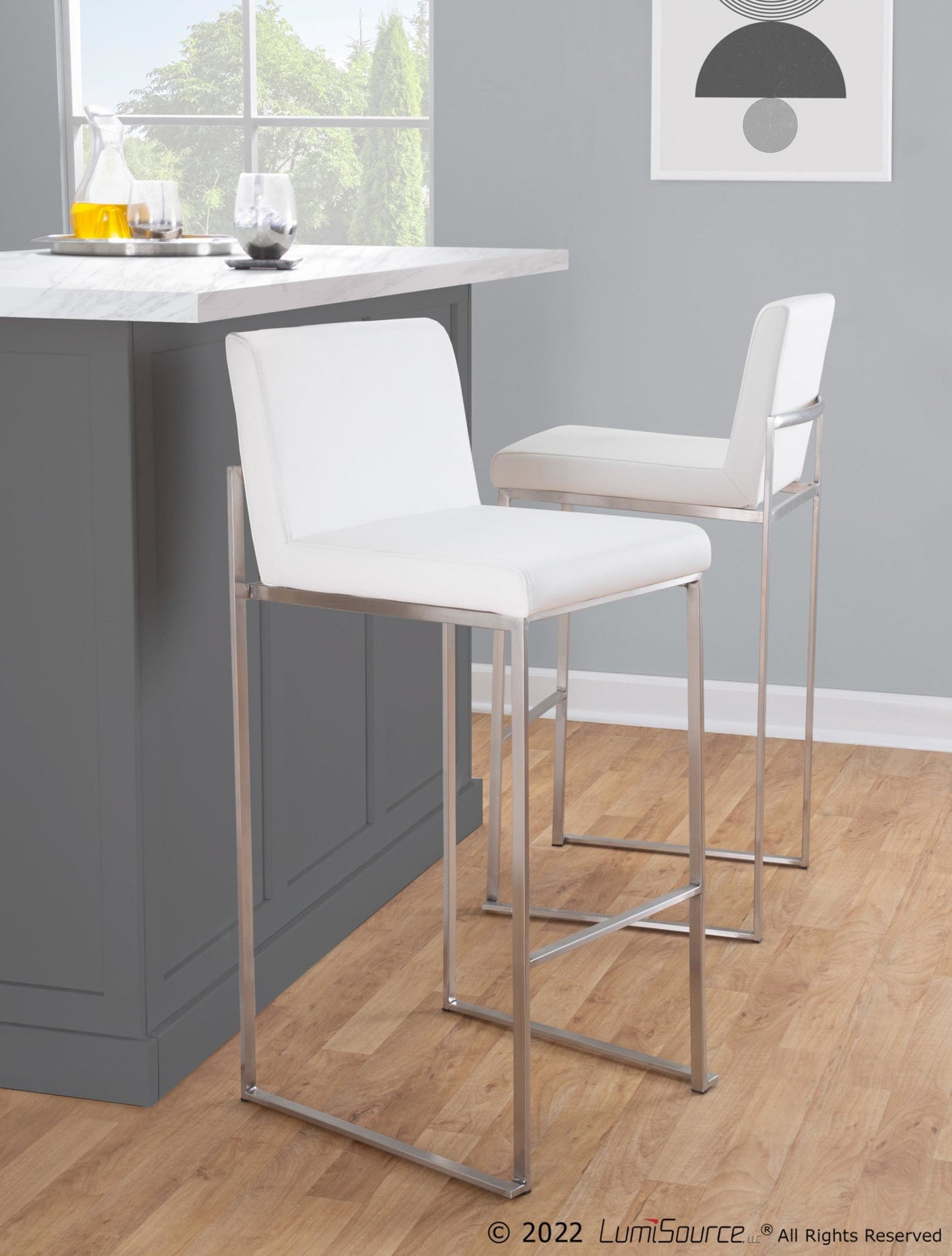 Majestic Office Furniture High Back 30" Fixed-Height Barstool - Set of 2