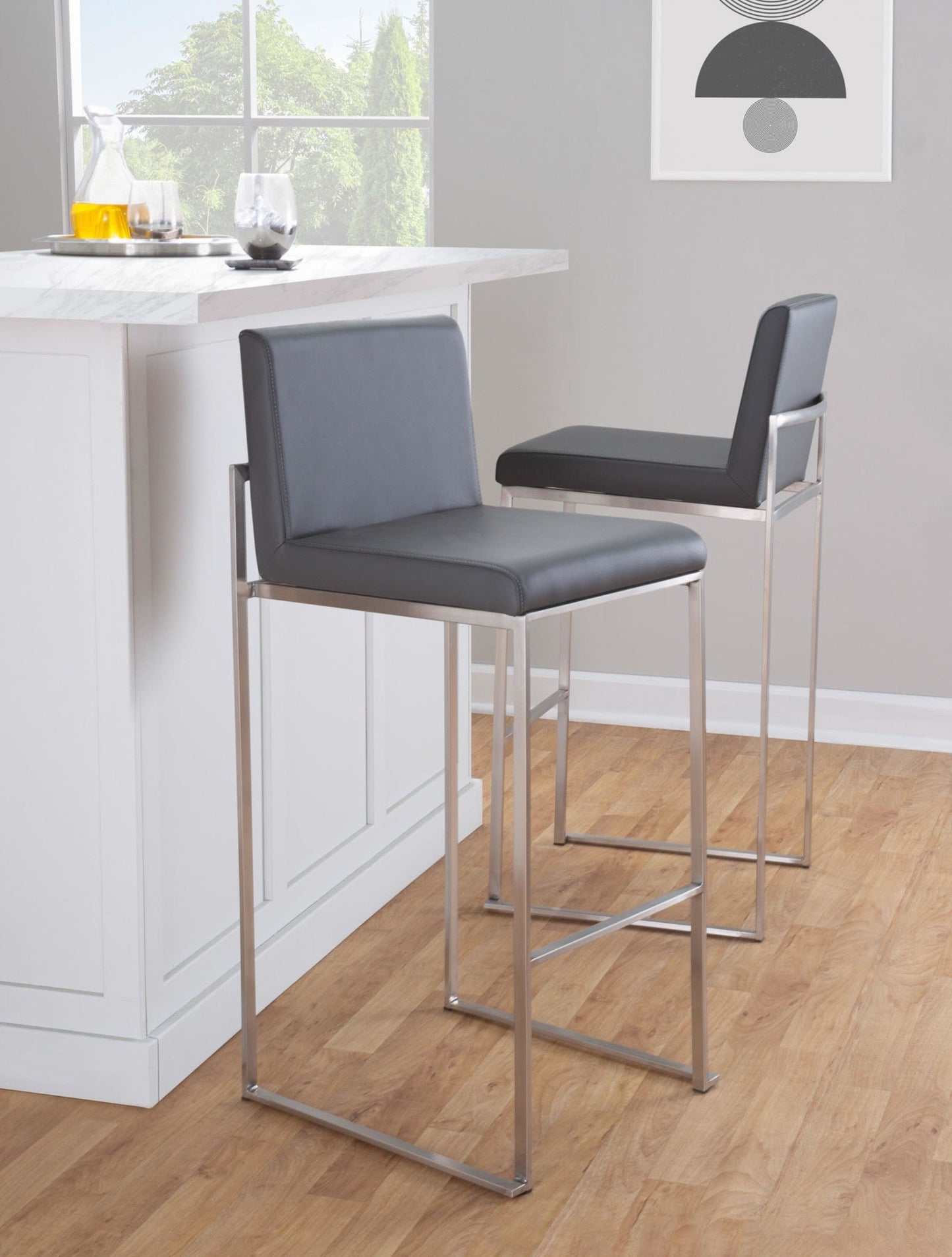 Majestic Office Furniture High Back 30" Fixed-Height Barstool - Set of 2