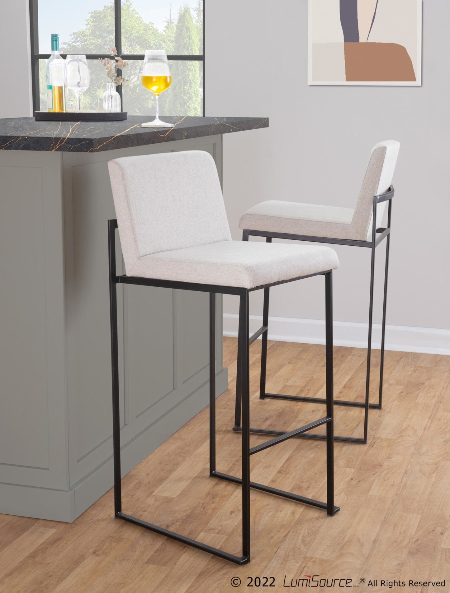 Majestic Office Furniture High Back 30" Fixed-Height Barstool - Set of 2