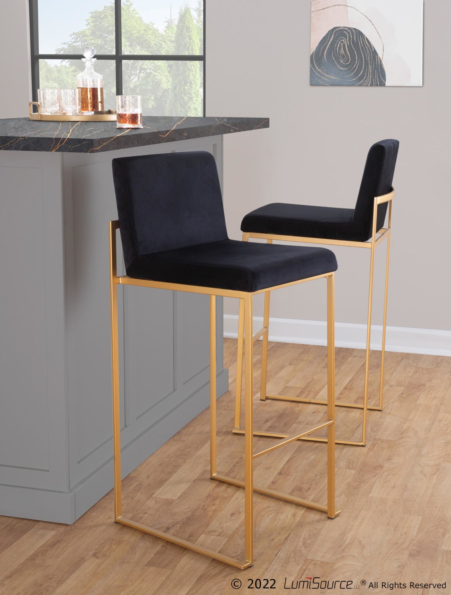 Majestic Office Furniture High Back 30" Fixed-Height Barstool - Set of 2
