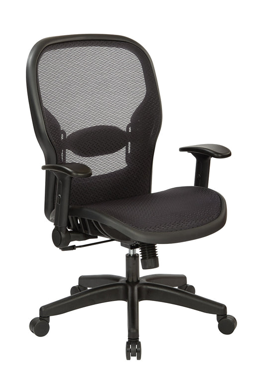 Professional Dark Air Grid® Back and Seat Manager’s Chair with Adjustable Flip Arms, Adjustable Lumbar and Nylon Base