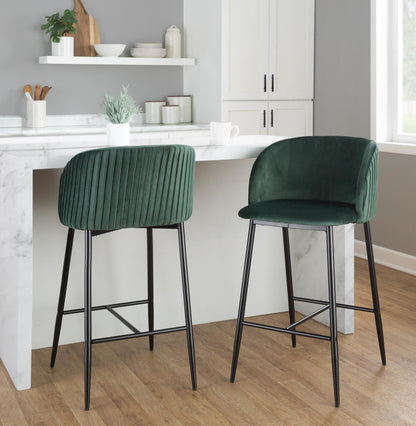 Majestic Office Furniture Pleated 26" Fixed-Height Counter Stool - Set of 2
