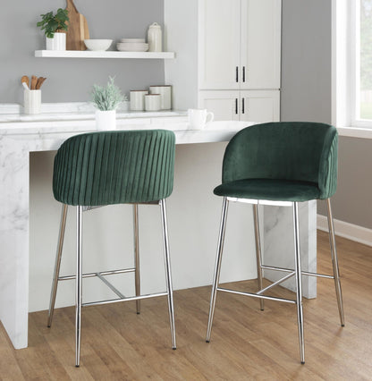 Majestic Office Furniture Pleated 26" Fixed-Height Counter Stool - Set of 2